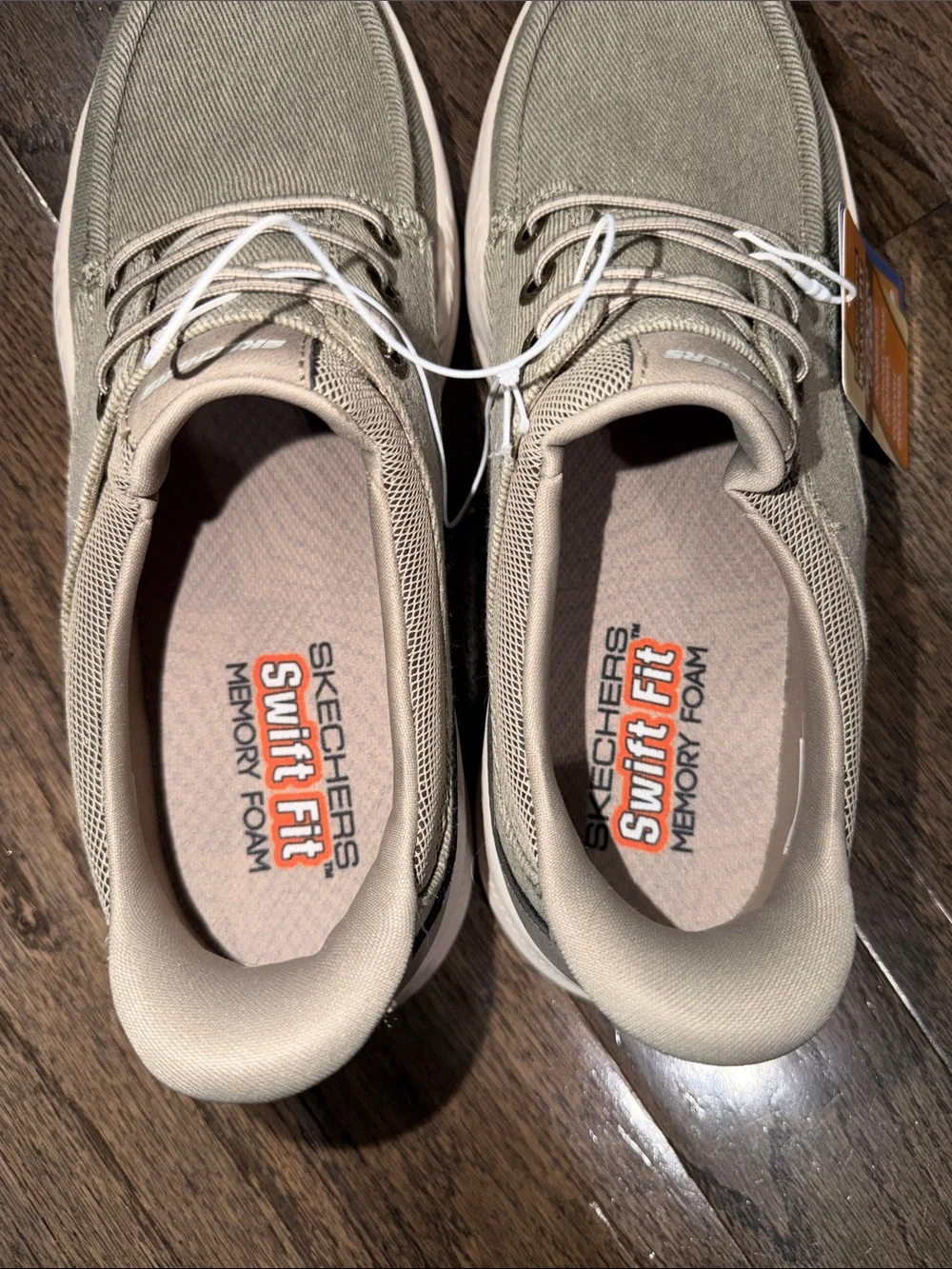 Skechers Hands Free Slip-ins Memory Foam Canvas Boat Shoes Taupe NWT size 10